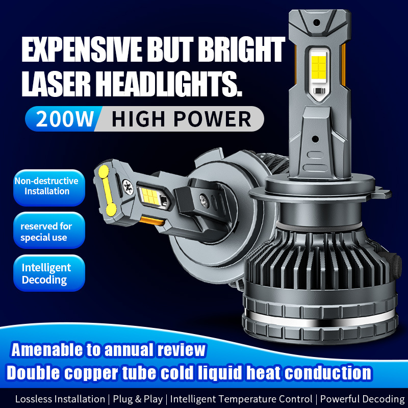 LED beads Car Light 200W 6000K 30000H Super Bright H1 H4 H7 H11 9005 9006 9012  Led Headlight Bulb 69800LM halogen lamp