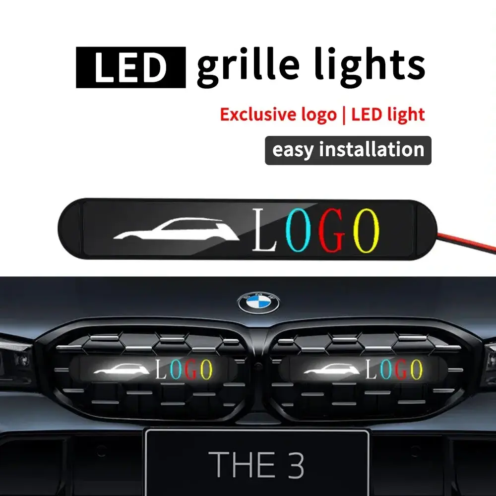 Car Motorcycle daytime running lights Logo LED Front Grille sign Badge Illuminated medium net Emblem for Audi A1 A3 A8 Q1 Q3 R8