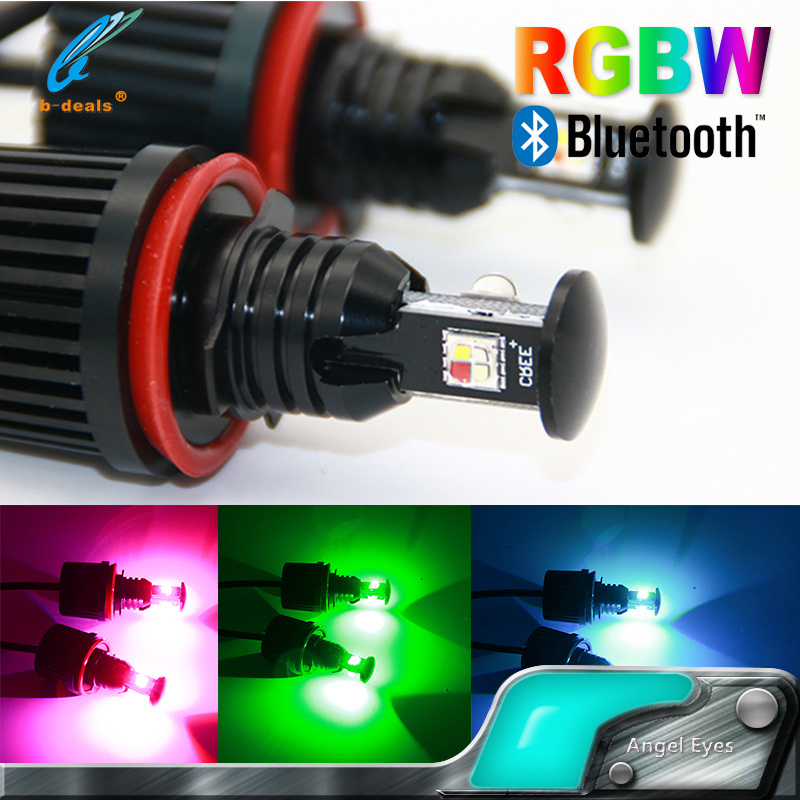 RGB Car headlights Angel Eyes 40W B for BMW E92 H8 E82 E90 E60 LCI X5  LED Marker