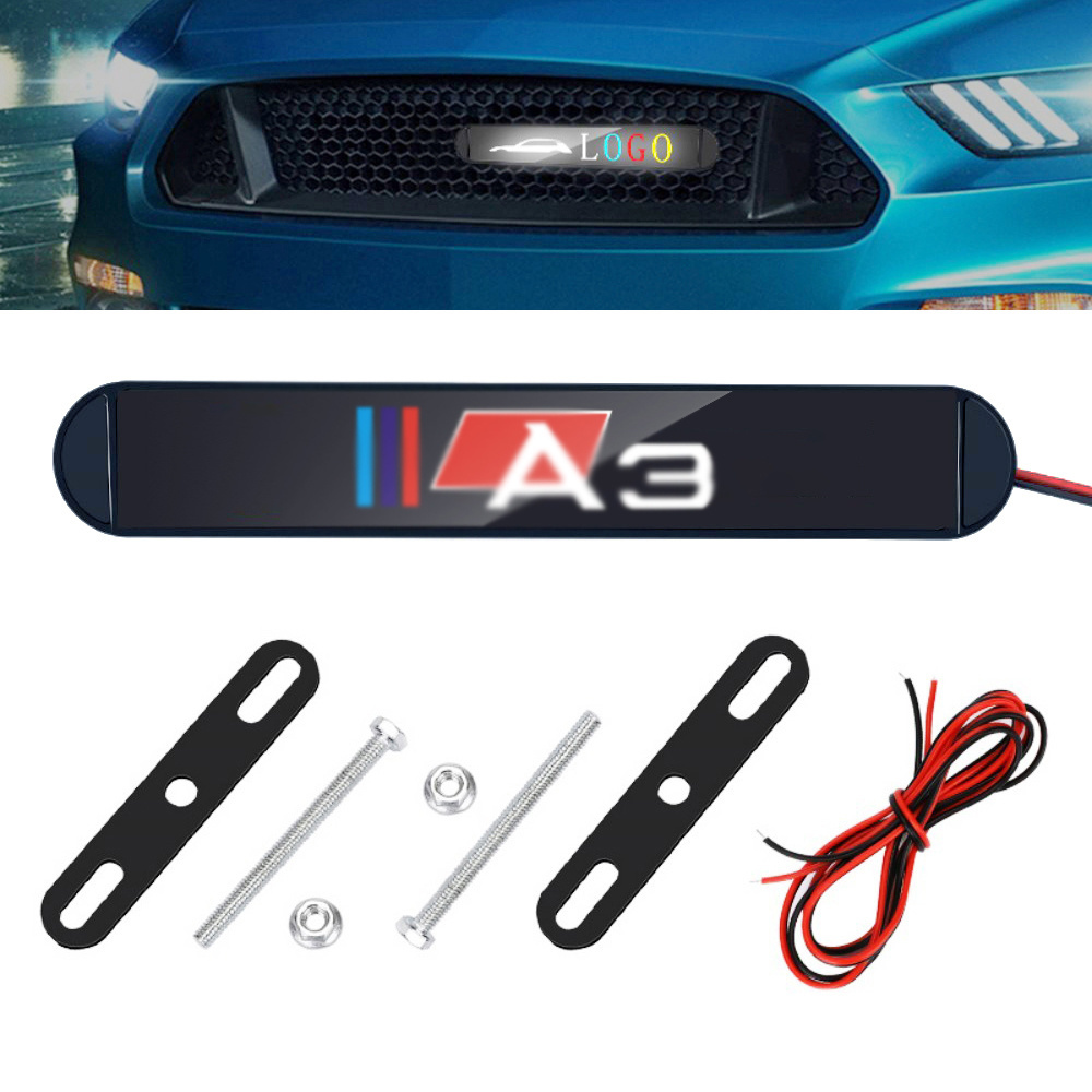 Car Motorcycle daytime running lights Logo LED Front Grille sign Badge Illuminated medium net Emblem for Audi A1 A3 A8 Q1 Q3 R8