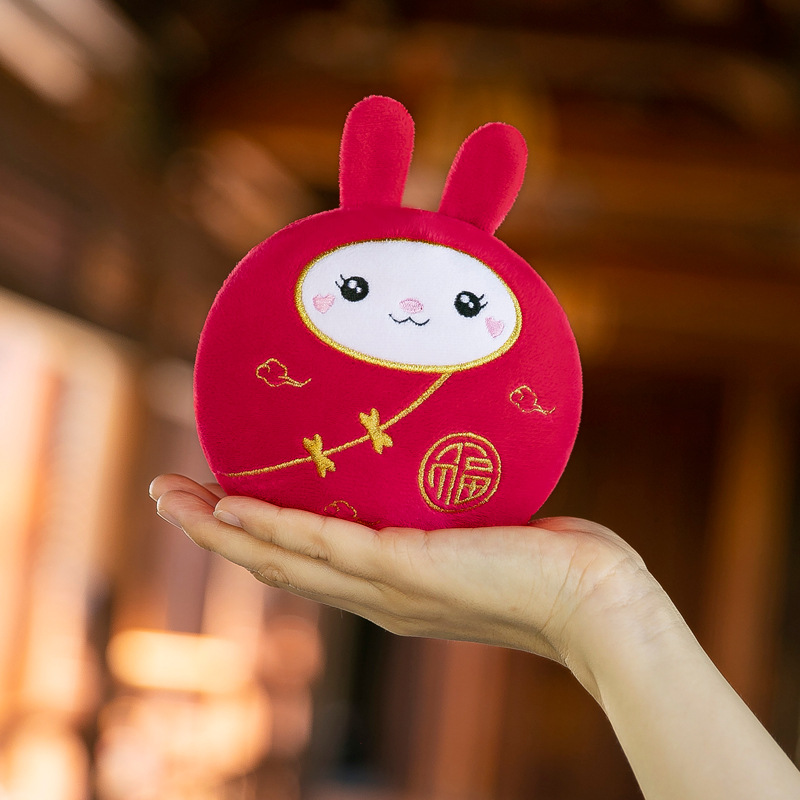 Year of the Rabbit plush toy red rabbit doll mascot of the Year of the Rabbit Stuff Animals