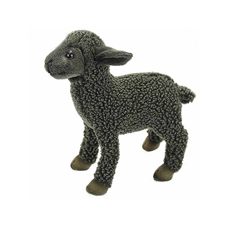 Custom realistic black standing stuffed animal plush goat soft toy