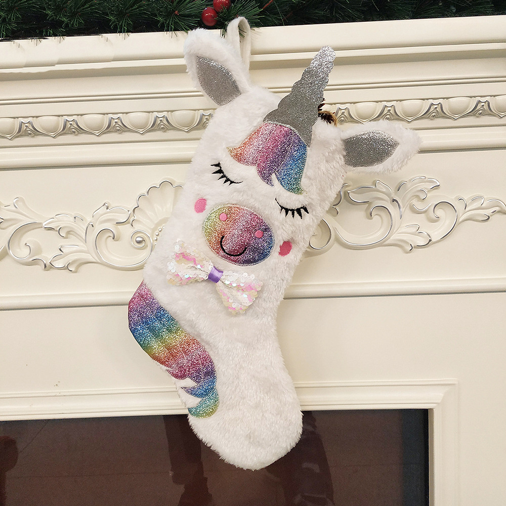 Wholesale Custom 2023 Stuffed Animals Unicorn Shape Christmas Stocking