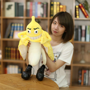 Best quality new creative stuffed fruit evil yellow banana man plush toy as gift for boys