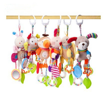 Infant Animal Rabbit Rattle Teething Stroller Plush Soft Animal Organic Hanging Toy New Born Babies Pendant Toy