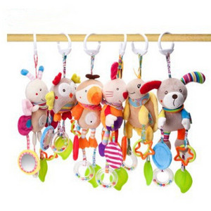 Infant Animal Rabbit Rattle Teething Stroller Plush Soft Animal Organic Hanging Toy New Born Babies Pendant Toy