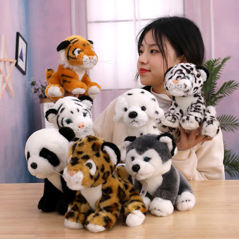 Wholesale High Quality Simulation Realistic Soft Zoo Animals Panda Tiger Leopard Husky Dalmatian Plush Toy Stuffed Animals Toy