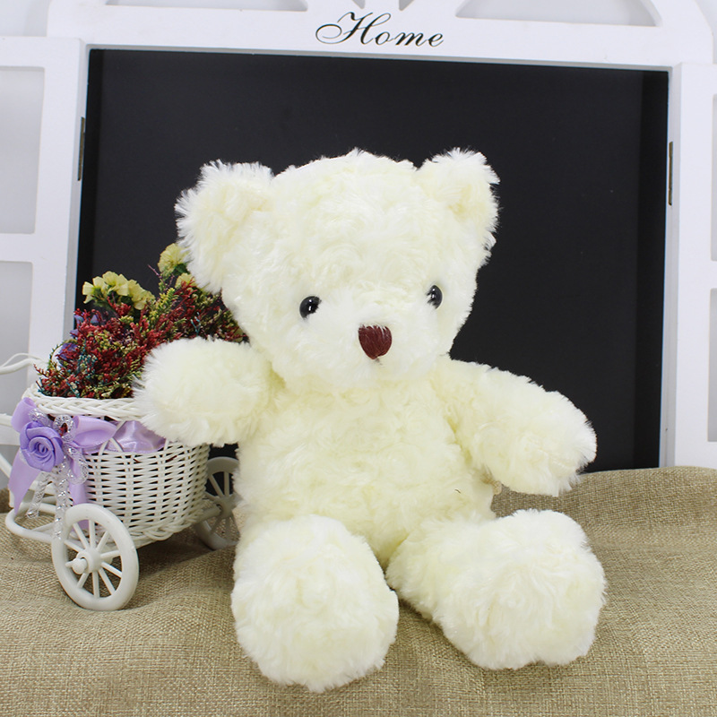 12inch 30cm Beautiful white and brown Girls soft stuffed pocket plush toys Teddy Bear with zipper