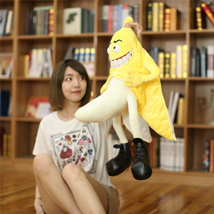 Best quality new creative stuffed fruit evil yellow banana man plush toy as gift for boys