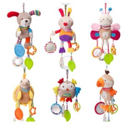 Infant Animal Rabbit Rattle Teething Stroller Plush Soft Animal Organic Hanging Toy New Born Babies Pendant Toy