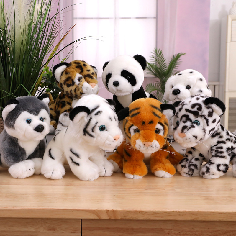 Wholesale High Quality Simulation Realistic Soft Zoo Animals Panda Tiger Leopard Husky Dalmatian Plush Toy Stuffed Animals Toy