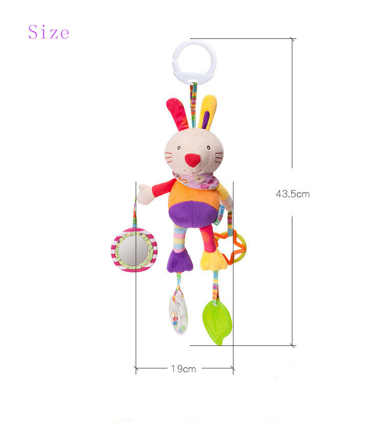 Infant Animal Rabbit Rattle Teething Stroller Plush Soft Animal Organic Hanging Toy New Born Babies Pendant Toy