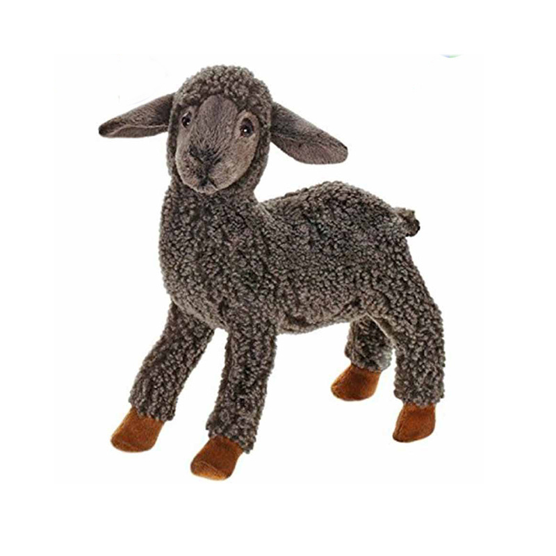 Custom realistic black standing stuffed animal plush goat soft toy