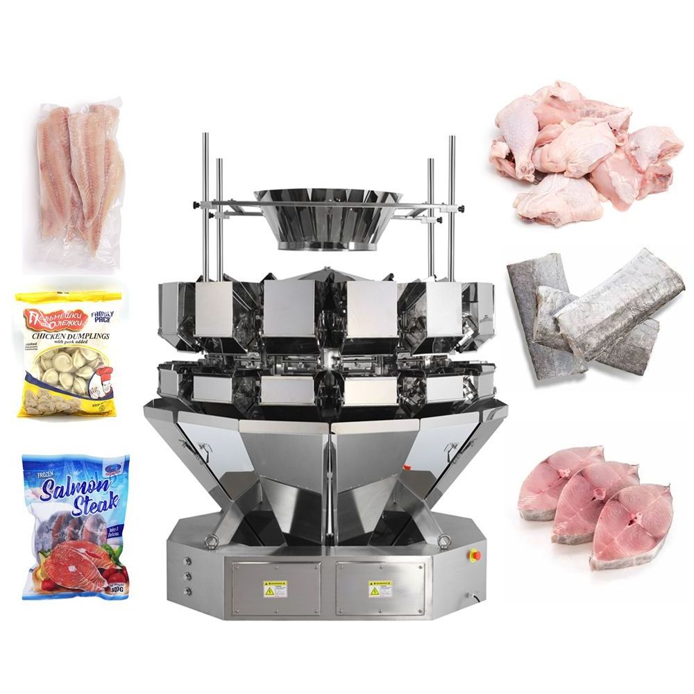 Automatic Waterproof Frozen Fish Frozen Meat Ball 500g 1kg Weighing Packing Frozen Food Packaging Machine