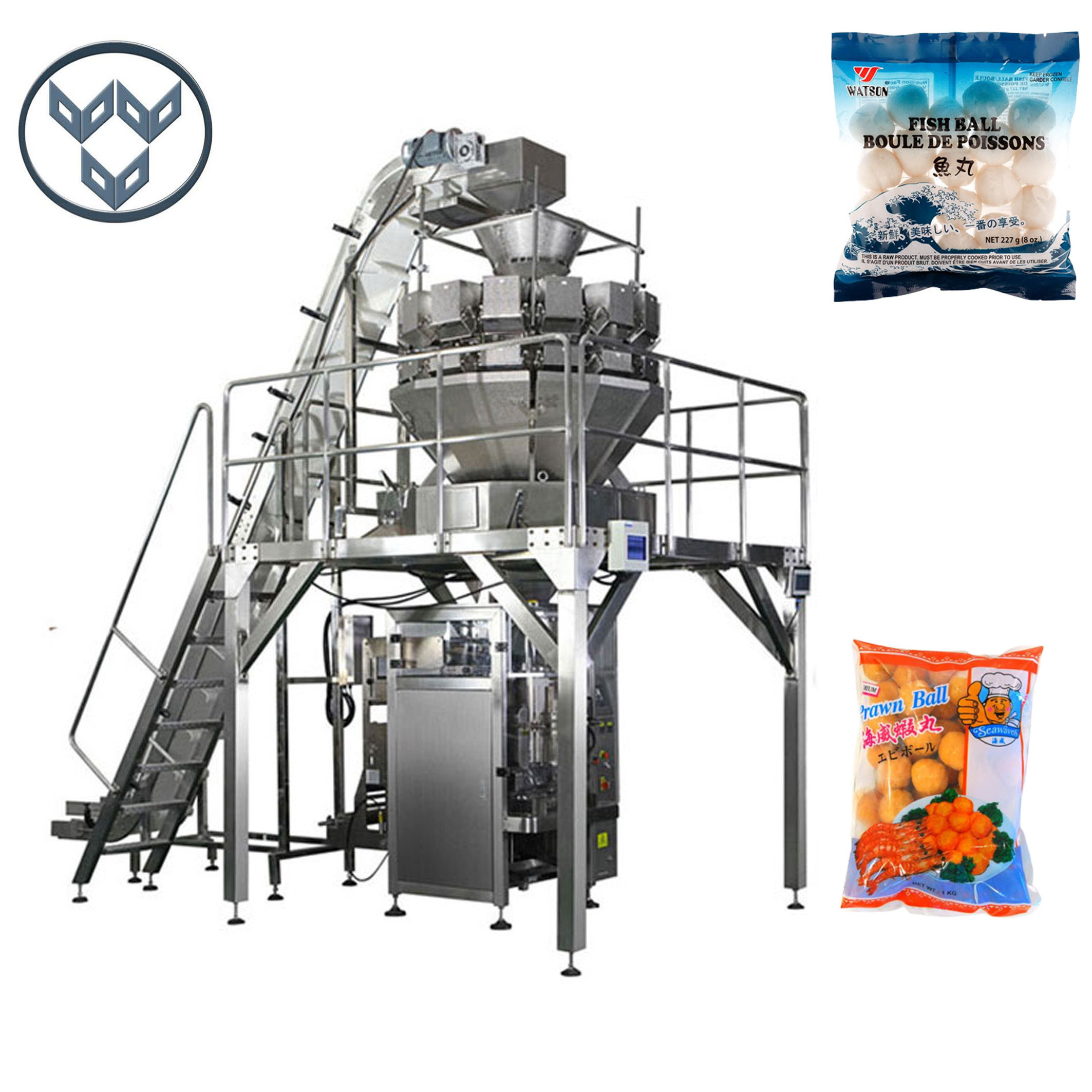 Automatic Waterproof Frozen Fish Frozen Meat Ball 500g 1kg Weighing Packing Frozen Food Packaging Machine