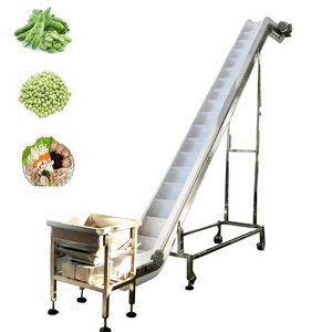 Automatic food grade inclined PU belt conveyor machine with hopper