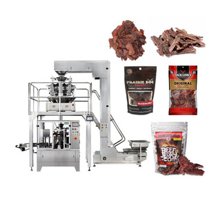 Automatic doypack ziplock bag packing machine snack dried meat packaging beef jerky weighing machine