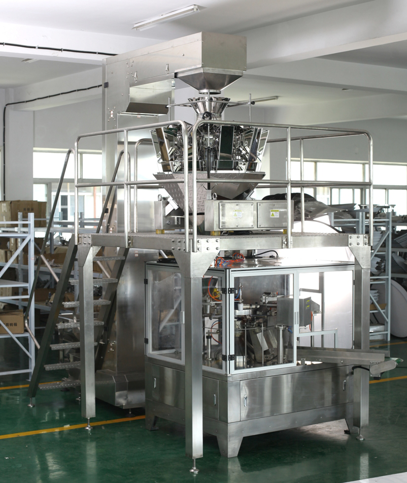 Automatic 70g standup pouch biltong multihead weigher packing machine with nitrogen