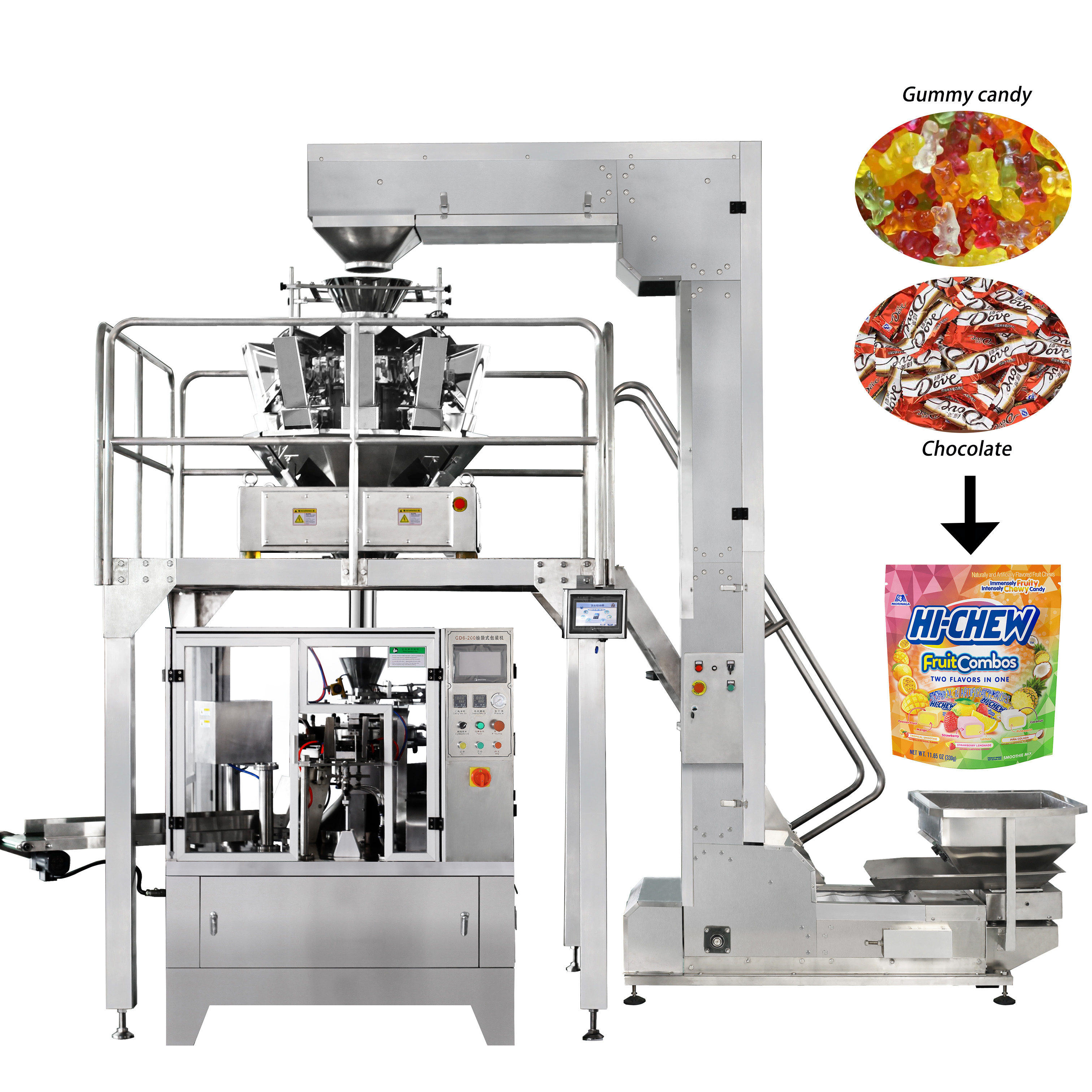 Multi-function Stand up Zipper Bag Packing Gummy Candy Pre-made Pouch Bag Packaging Filling Machine