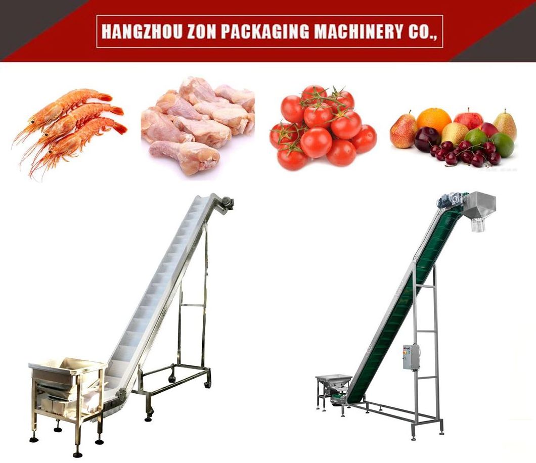 Automatic food grade inclined PU belt conveyor machine with hopper