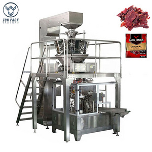 Automatic 70g standup pouch biltong multihead weigher packing machine with nitrogen