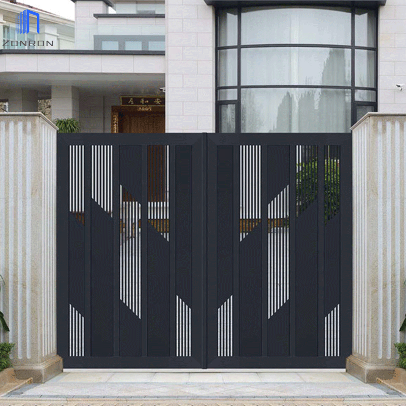 Zonron Villa Swing Gate Designs And Garden Modern Retractable Customized Color Painting Automatic Electric System Outdoor Gate