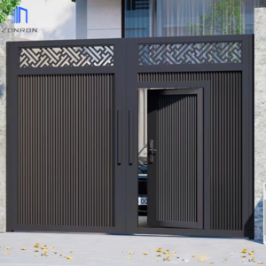 Zonron Villa Swing Gate Designs And Garden Modern Retractable Customized Color Painting Automatic Electric System Outdoor Gate