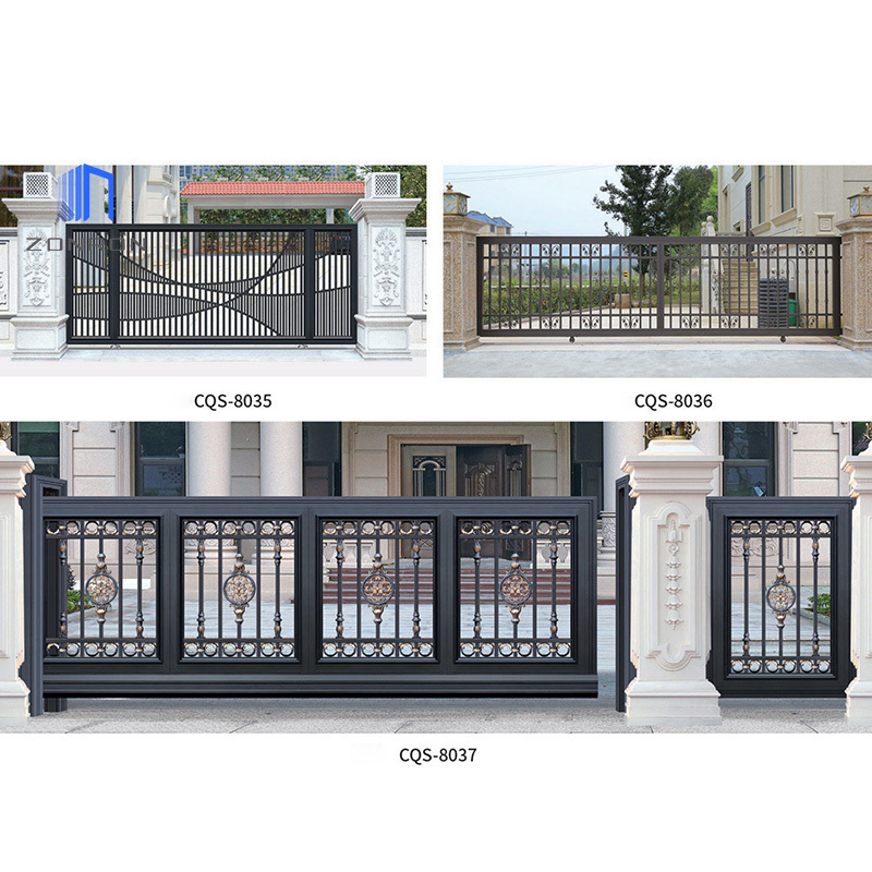 Zonron Villa Swing Gate Designs And Garden Modern Retractable Customized Color Painting Automatic Electric System Outdoor Gate