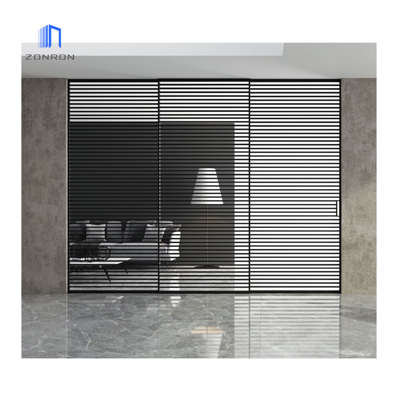 Zonron High Quality Wholesale Plantation Shutters Powder Coating Aluminum Grid Shutter Sliding Door For Interior Partition