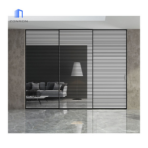 Zonron High Quality Wholesale Plantation Shutters Powder Coating Aluminum Grid Shutter Sliding Door For Interior Partition