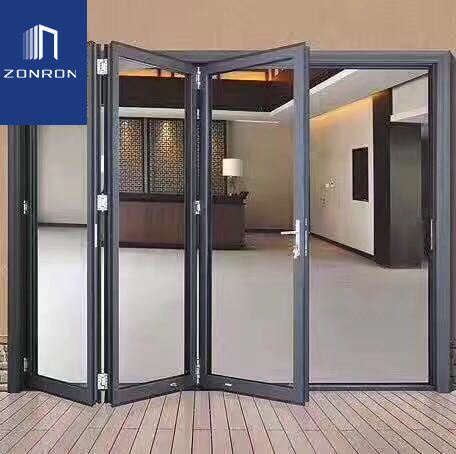 Zonron House Soundproof Accordion Interior Sliding Aluminium Vertical Folding Aluminum Door And Window