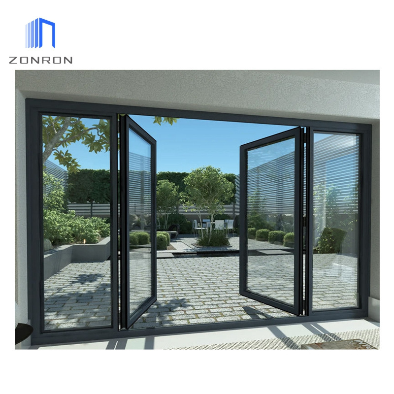 Zonron Customized Modern Styles Aluminium French Doors Soundproof Tempered Glass Aluminum Casement Door For Home Patio Exterior