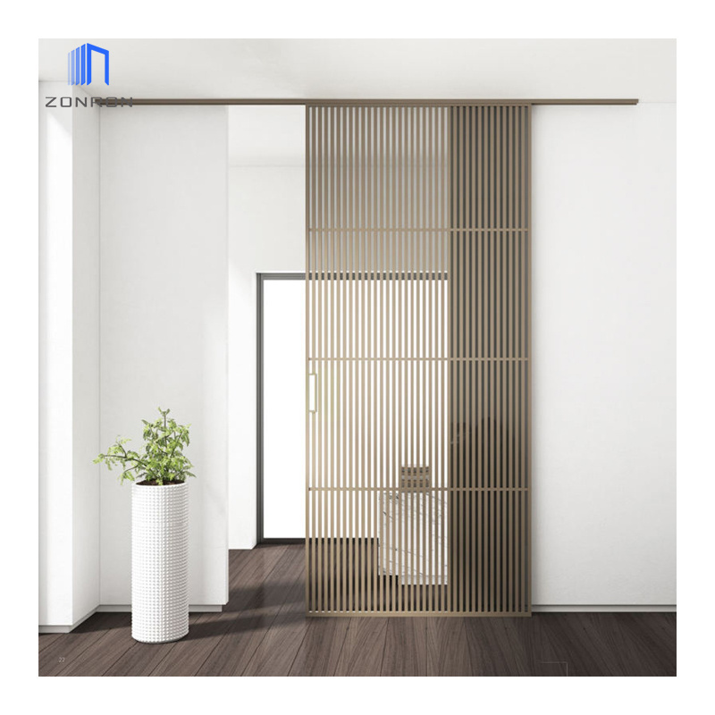 Zonron High Quality Wholesale Plantation Shutters Powder Coating Aluminum Grid Shutter Sliding Door For Interior Partition