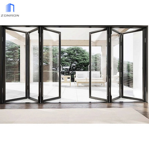 Zonron Foshan Modern Designs Pvc Profile Window Outdoor Bifold Doors Aluminum Double Tempered Glass Bi Folding Door