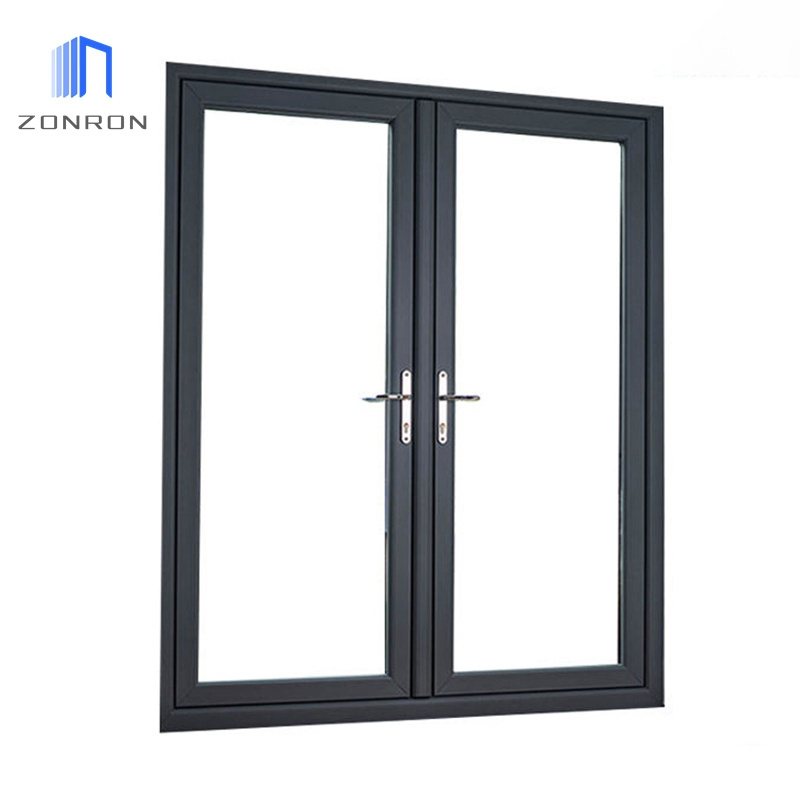 Zonron Customized Modern Styles Aluminium French Doors Soundproof Tempered Glass Aluminum Casement Door For Home Patio Exterior