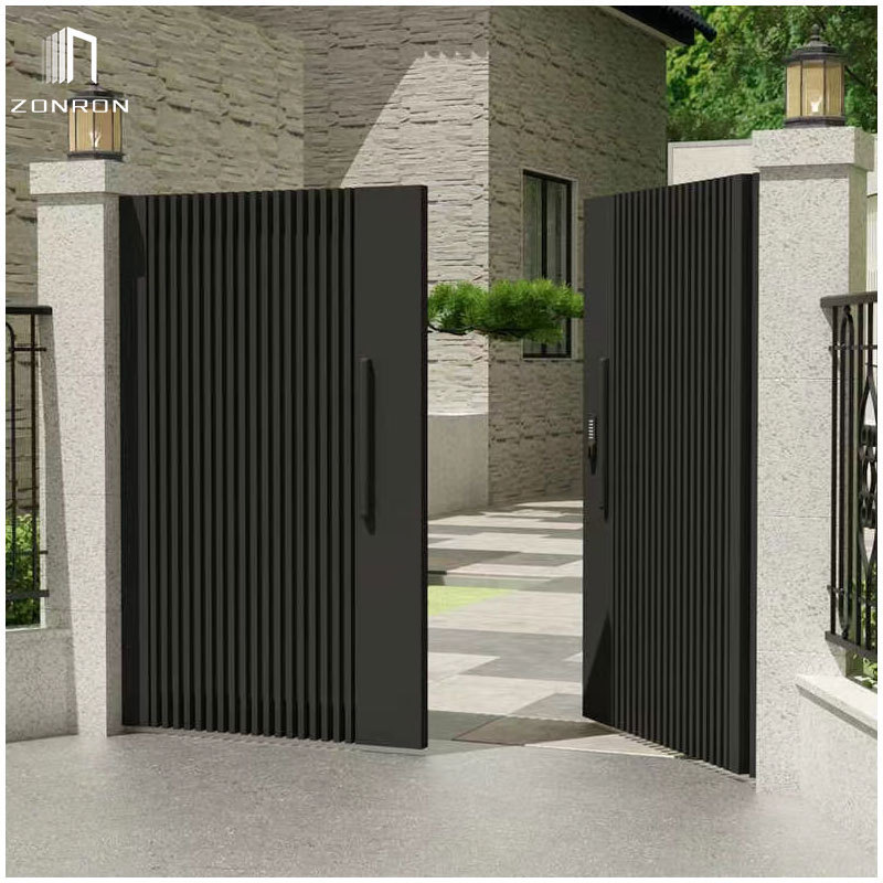 Zonron Custom High Quality Aluminum courtyard Walkway Gate Exterior Modern Main Gate manual Designs metal gate