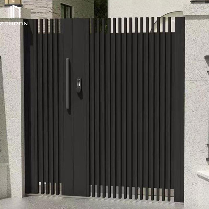 Zonron Custom High Quality Aluminum courtyard Walkway Gate Exterior Modern Main Gate manual Designs metal gate