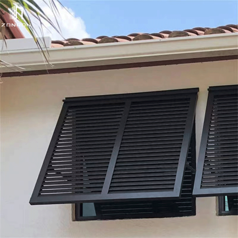 Zonron Powder Coating Aluminum Outdoor Shutter Louvers plantation shutters Rain shutter can be opened