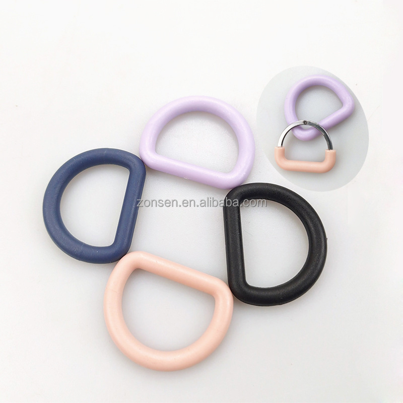 High Quality Heavy Duty Stainless Steel Metal D Ring With Plastic Coating Hardware Buckle For Dog Collar Bag Belt