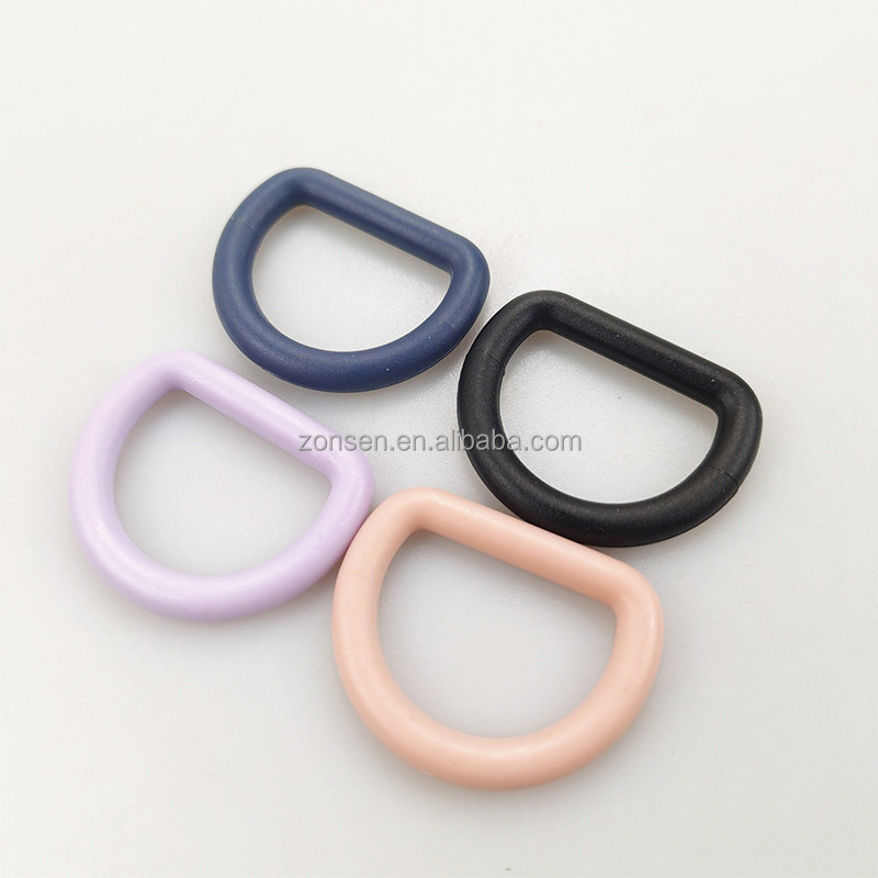 High Quality Heavy Duty Stainless Steel Metal D Ring With Plastic Coating Hardware Buckle For Dog Collar Bag Belt