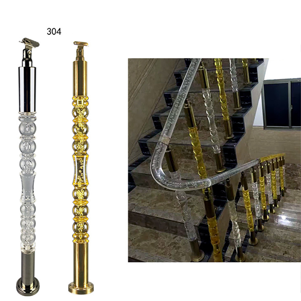 Install Glass Balustrade Acrylic Baluster Railing Design Stairs Handrail Glass Staircase Railing