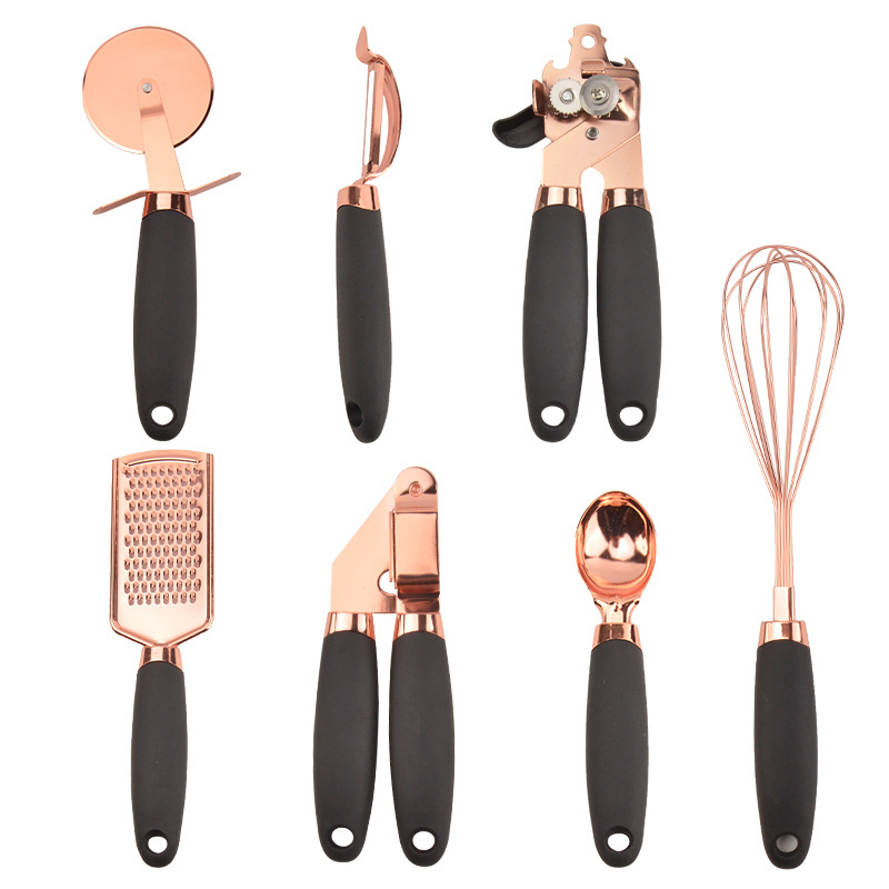 2024 New Arrivals Home And Kitchen Accessories 7 Pcs Rose Gold Kitchen Utensil Gadgets