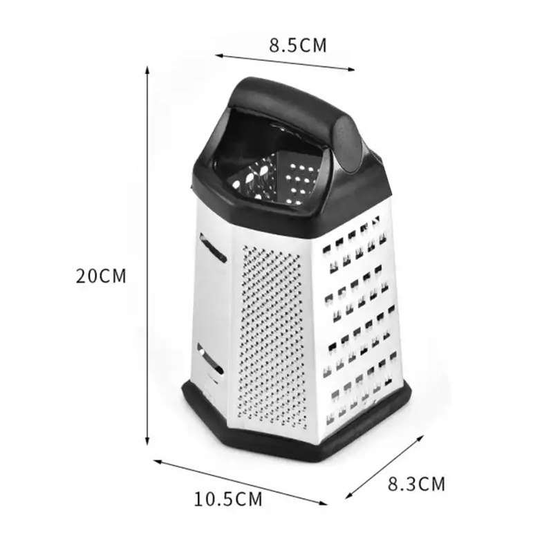 New Design 6 Sides Stainless Steel Cheese Grater with Plastic Handle