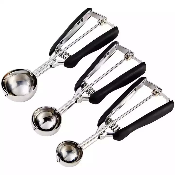 Hot Selling Custom Food Grade Stainless Steel Ice Cream Scoop With Rubber Handle