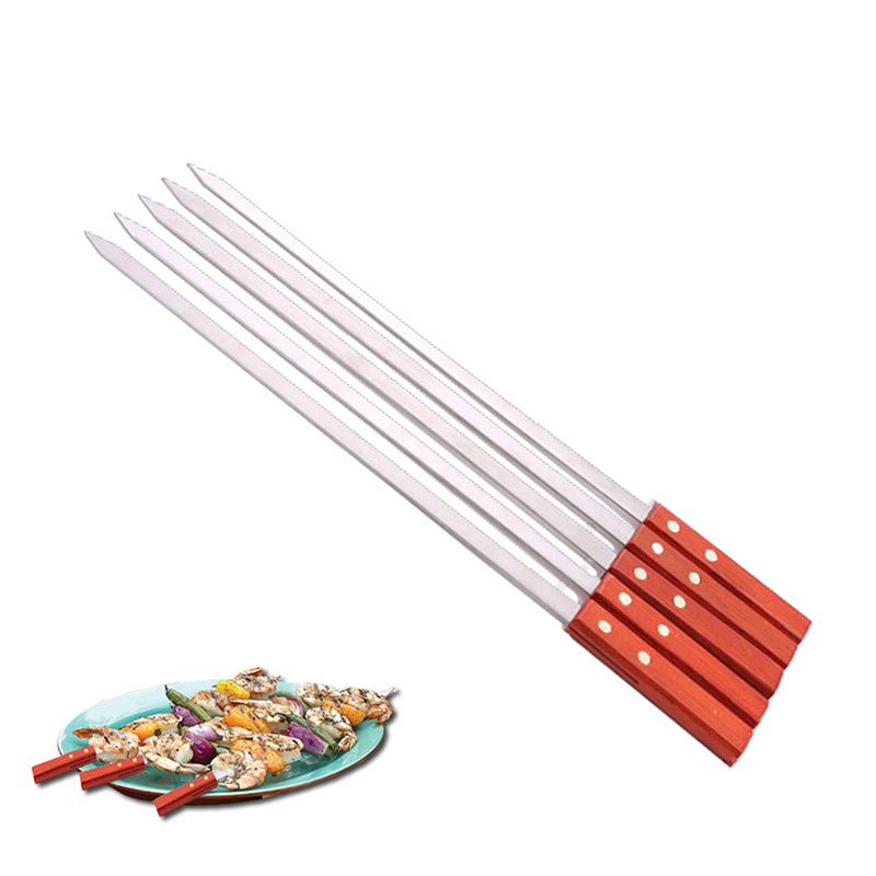 Bbq Grills Large Flat Barbecue Stainless Steel Kebab Skewers With Long Handle