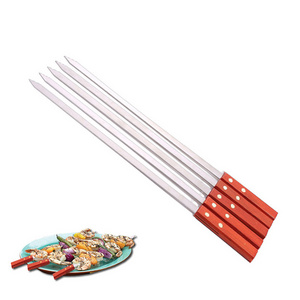 Bbq Grills Large Flat Barbecue Stainless Steel Kebab Skewers With Long Handle