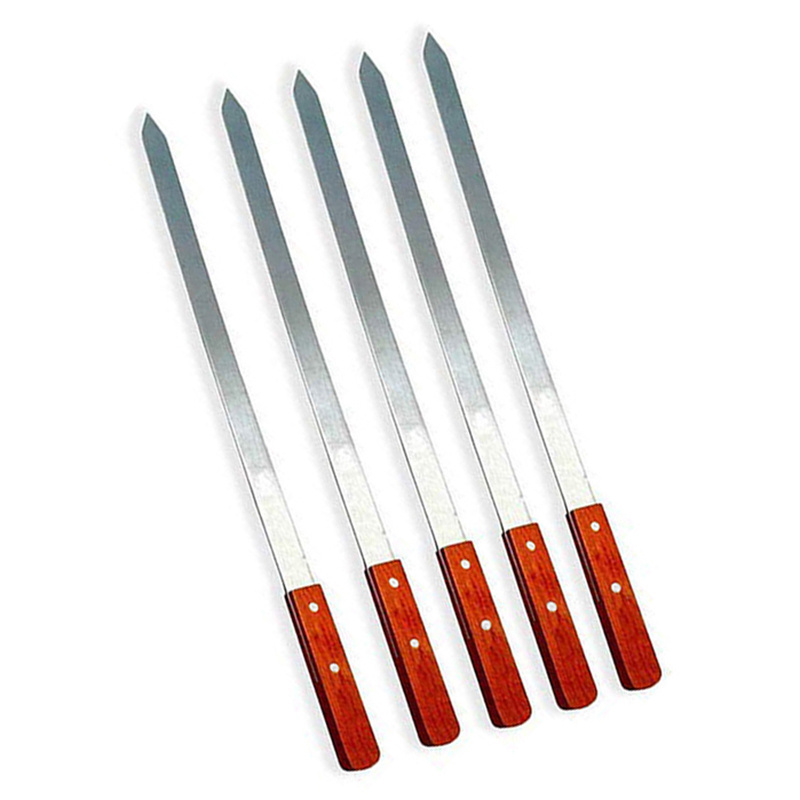 Bbq Grills Large Flat Barbecue Stainless Steel Kebab Skewers With Long Handle