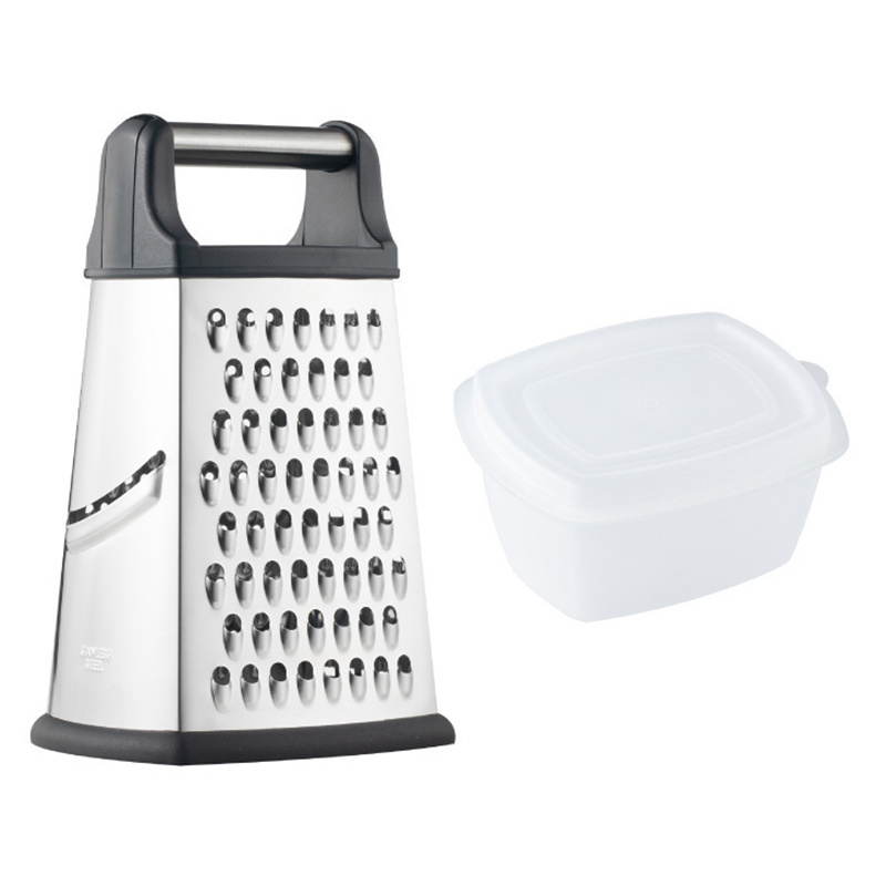 Multi-functional 4 Sides Stainless Steel Professional Vegetable Grater Manual Kitchen Cheese Grater With Storage Box