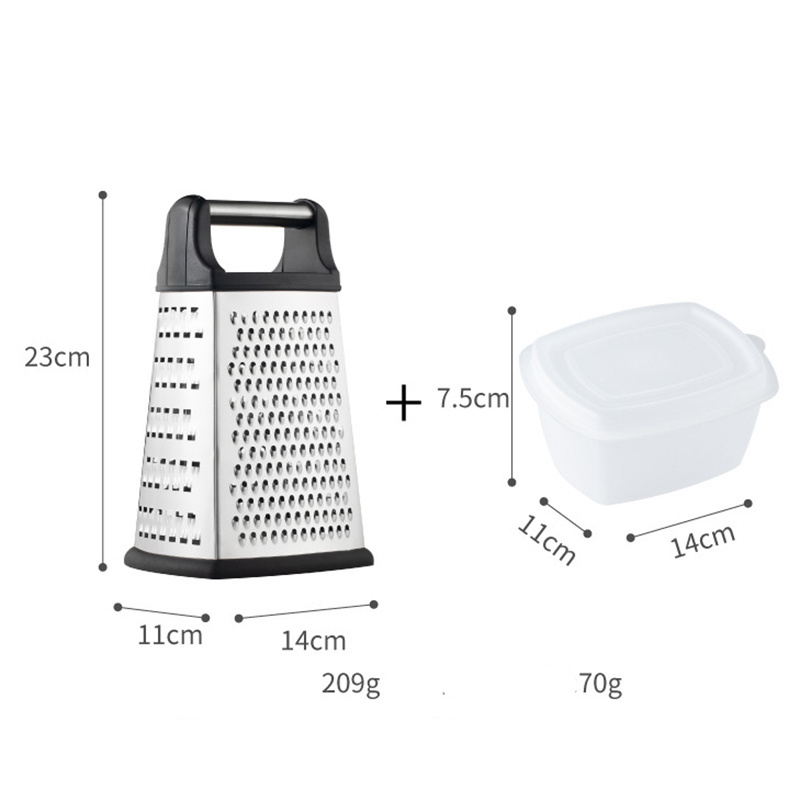 Multi-functional 4 Sides Stainless Steel Professional Vegetable Grater Manual Kitchen Cheese Grater With Storage Box