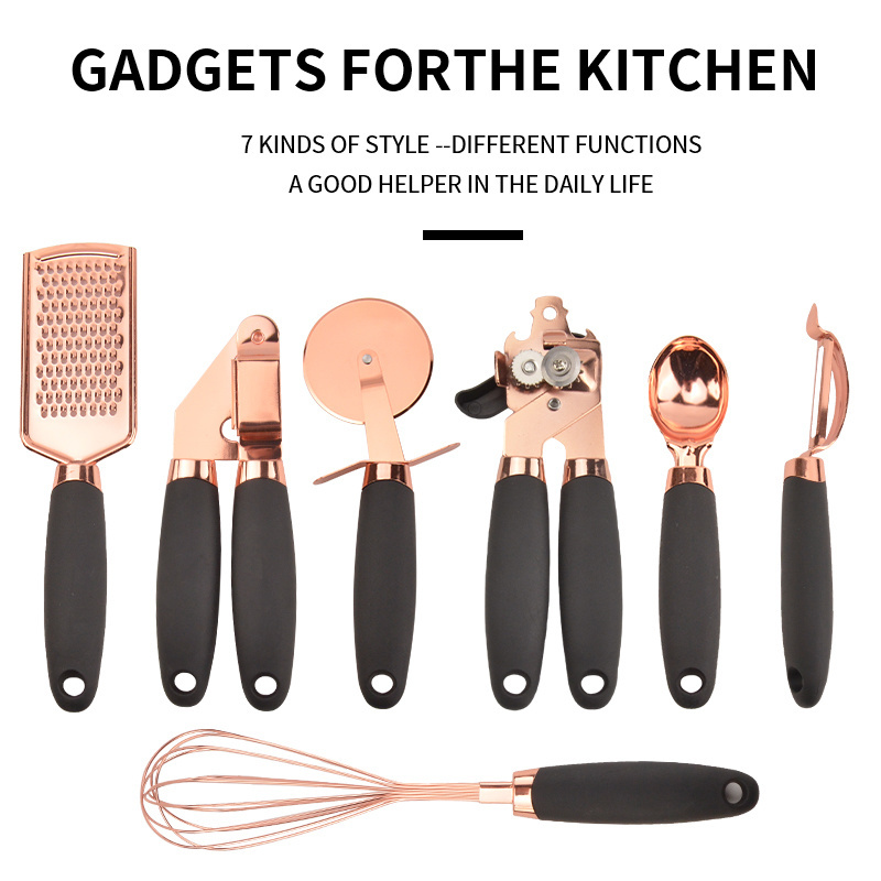 2024 New Arrivals Home And Kitchen Accessories 7 Pcs Rose Gold Kitchen Utensil Gadgets